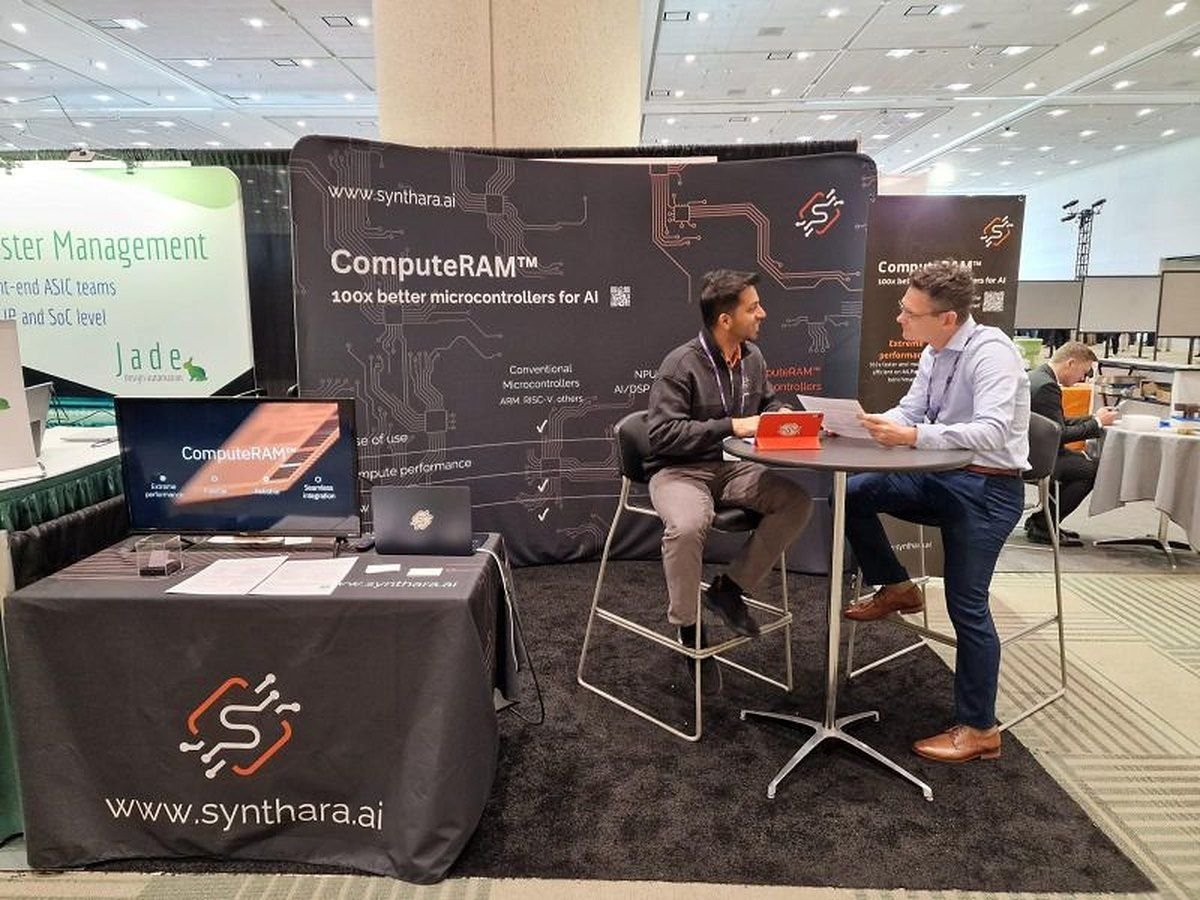 Synthara presenting ComputeRAM at an industry trade show. © Synthara